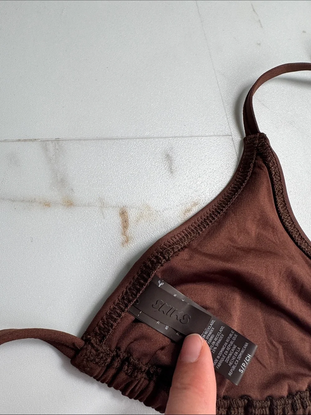 Skims Brown Triangle Bikini Top Sz S Beach Trendy Resortwear